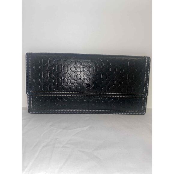 COACH Vintage Leather Embossed Mini Signature C Travel Wallet Clutch Pouch - Picture 1 of 10
